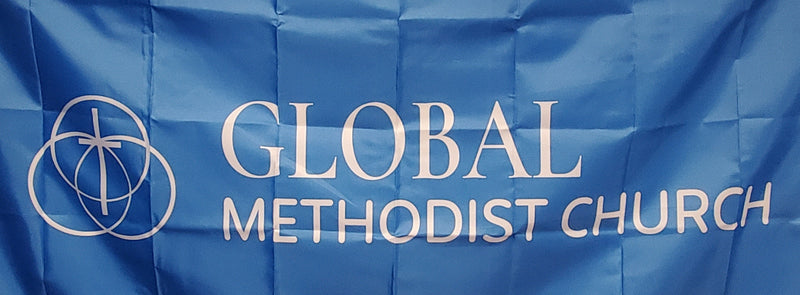 Global Methodist Church Indoor Gold Fringe Banner 3'X5' Flag ROUGH TEX®