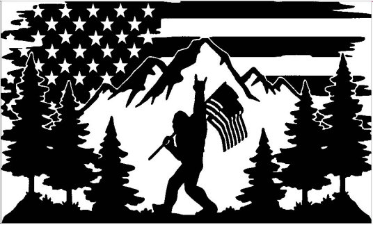 USA Sasquatch 3'X5' Flag ROUGH TEX® 100D Bigfoot American Blackout Rocky Mountains