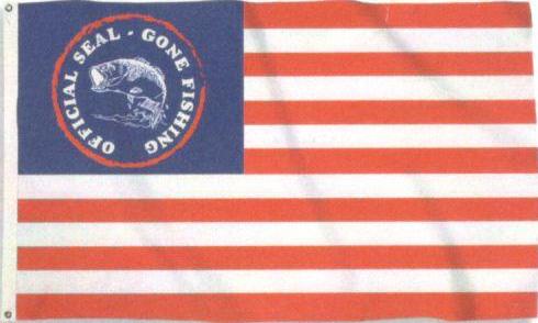 Gone Fishing Official Seal USA 3'X5' Flag ROUGH TEX® 100D