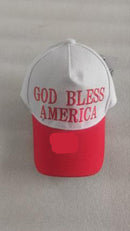 God Bless America White & Red Embroidered Cap