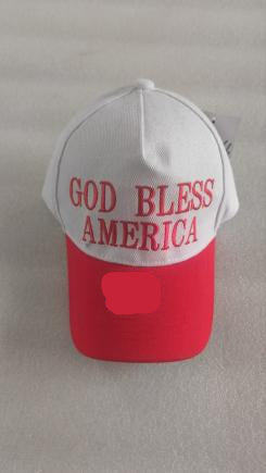 God Bless America White & Red Embroidered Cap