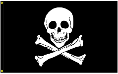Black Jolly Roger Pirate 12"x18" Double Sided Flag With Grommets ROUGH TEX® 100D