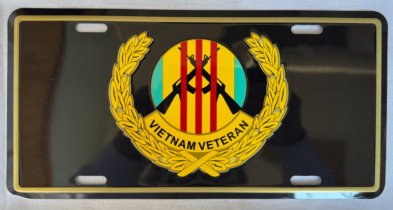 Vietnam War Veteran Cross Rifles Embossed License Plate Aluminum