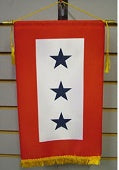 Service Star 3 Blue Star 12"x18" Banner ROUGH TEX® with Gold Fringe