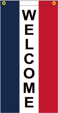 Welcome Red White Blue 5'x3' Double Sided Flag ROUGH TEX® 100D Banner