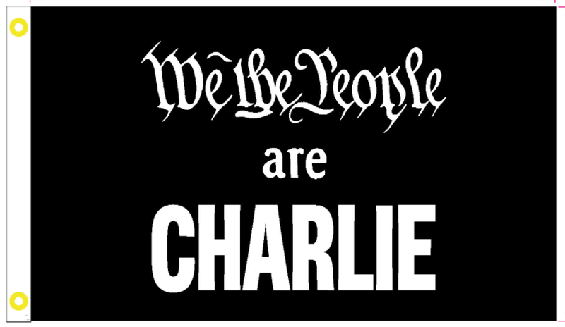 We The People Are Charlie Kirk 3'X5' Flag ROUGH TEX® 100D Black Flags