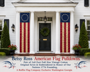 Betsy Ross American 100% Vintage Cotton 2 Feet by 8 Feet 13 Star USA Pulldown Embroidered & Sewn Pair (2 Pulldowns Set)