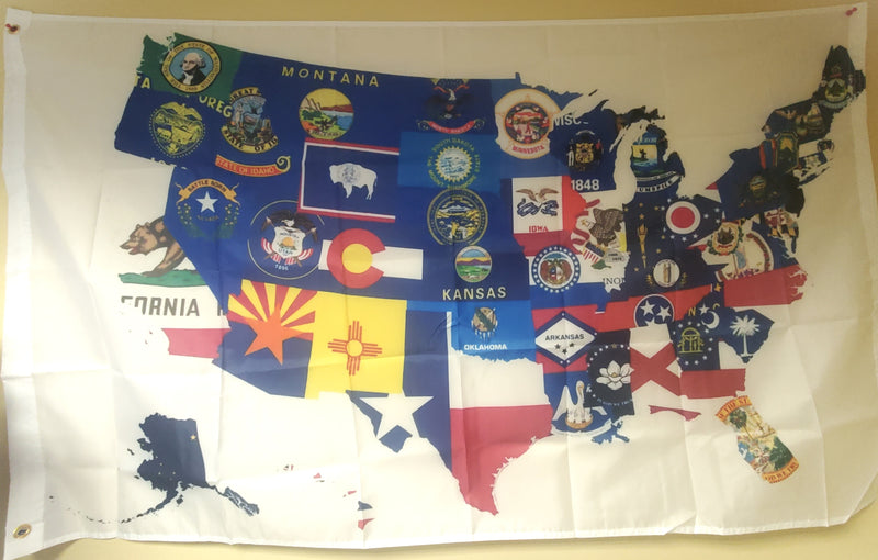 USA Map States Flag 3'X5' Flag ROUGH TEX® 100D Single Side