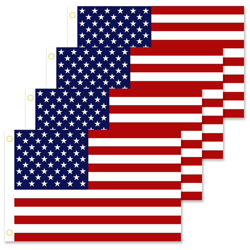 Four Pack 3x5 Feet USA American Flags Polyester Printed