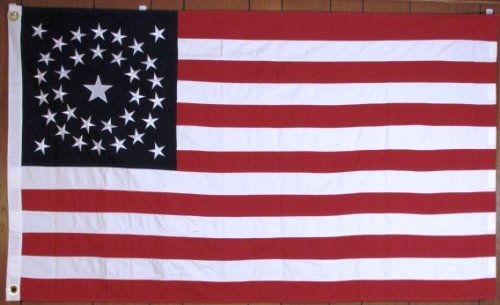 USA American 34 Stars 5'x8' Embroidered Flag ROUGH TEX® Cotton