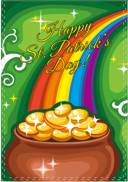 Saint Patrick's Day Pot Of Gold 28"x40" House Flag ROUGH TEX® 100D with Sleeve & Grommets
