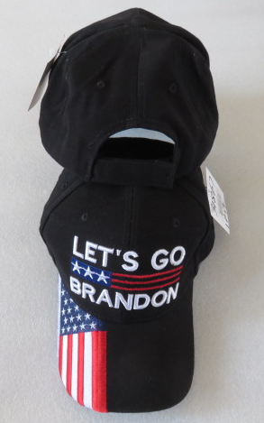 Let's Go Brandon USA Bar Black Embroidered Cap