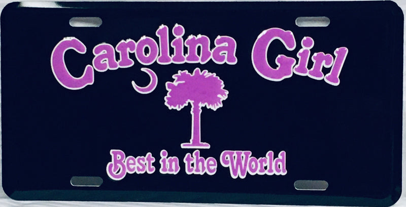 Carolina Girl Best in the World Black Pink License Plate