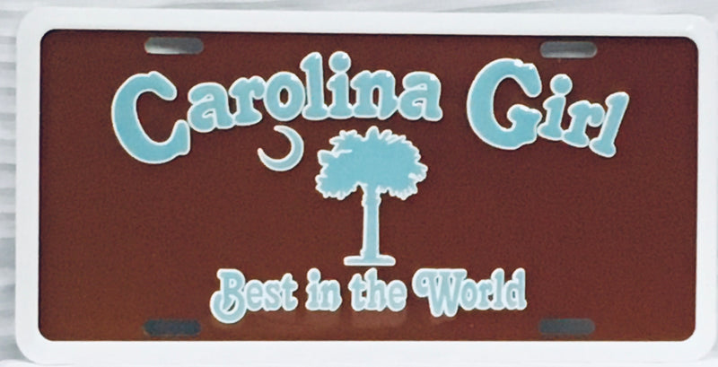 South Carolina Girl Best in the World Baby Blue Brown License Plate Flag