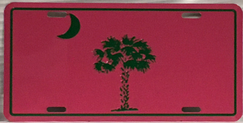 South Carolina Pink Green License Plate Flag