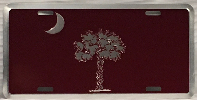 South Carolina State Flag Garnet/Silver License Plate Red
