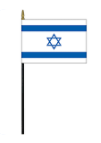 Israel 8"x12" Stick Flag ROUGH TEX® 68D Black Wooden Stick