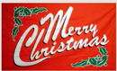 Merry Christmas Holly Leaves Red 3'X5' Double Sided Flag ROUGH TEX® 100D