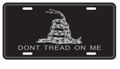 Gadsden Black Embossed License Plate Blackout Auto Tag