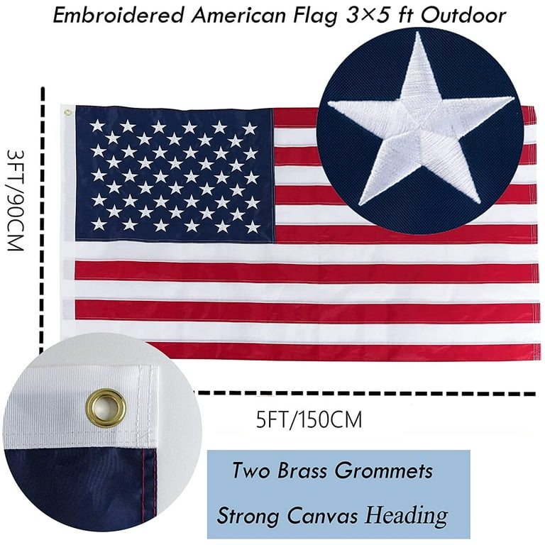 American Flags USA Nylon Embroidered Stars Sewn Stripes Brass Grommets