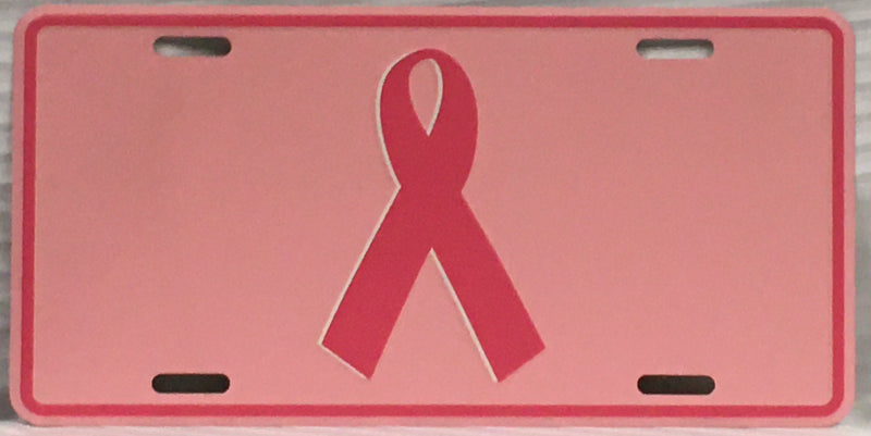 Breast Cancer Awareness Pink Ribbon Embossed License Plate