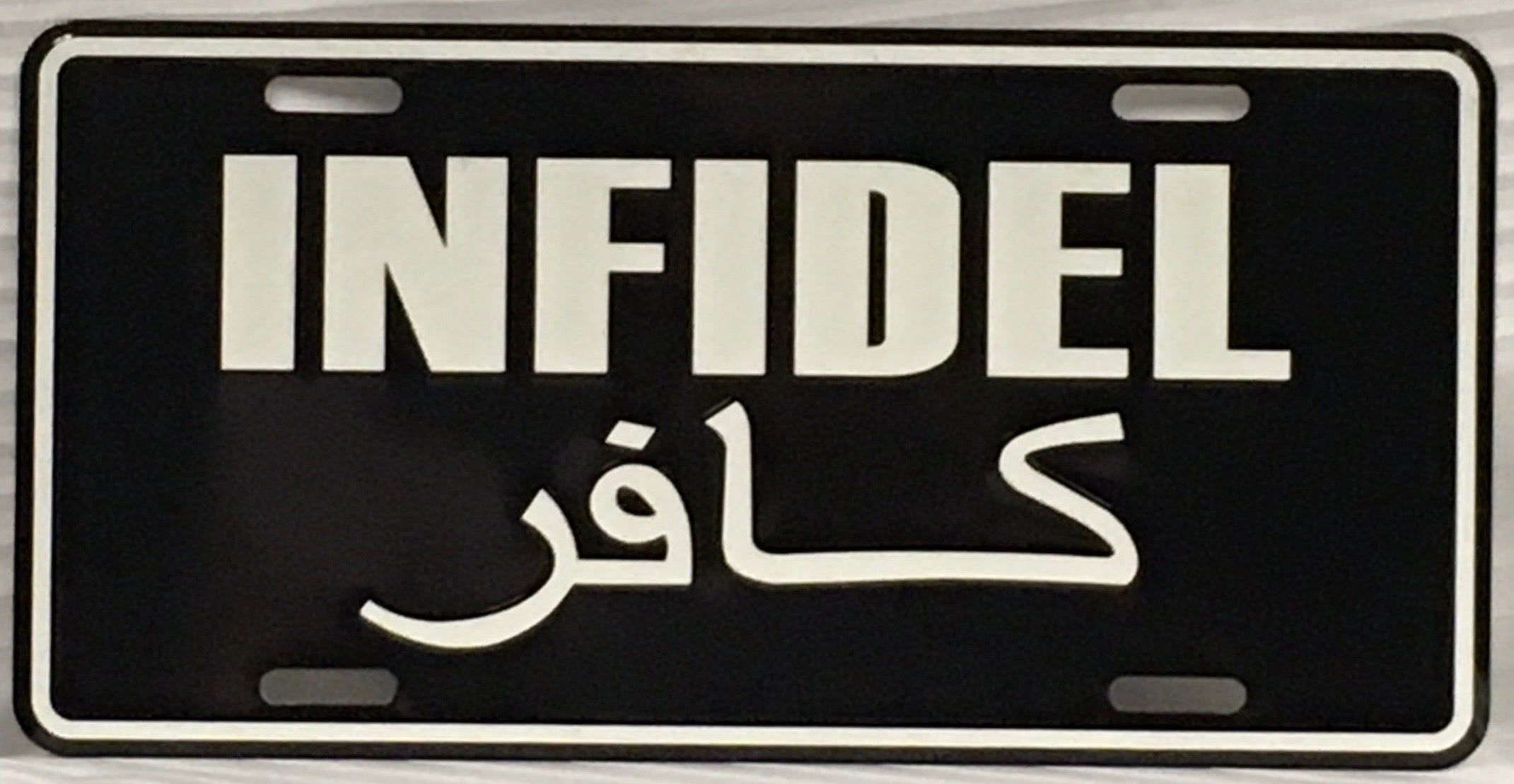 Infidel Embossed License Plate American USA Black Automile Aluminum Ca