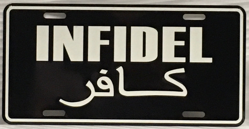 Infidel Embossed License Plate American USA Black Automile Aluminum Car Tags