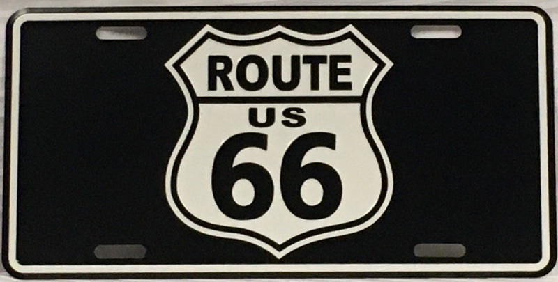 Route 66 Black Embossed License Plate