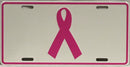 Pink Ribbon Breast Cancer Awareness Light Pink Embossed License Plate