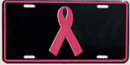 Breast Cancer Awareness Pink Ribbon Black Embossed License Plate