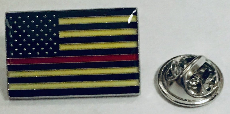 US Fire Department Memorial Red Line Rectangle Lapel Pin American Firemen