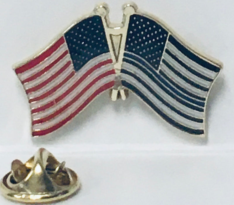 USA & USA Blue Line Friendship Lapel Pin