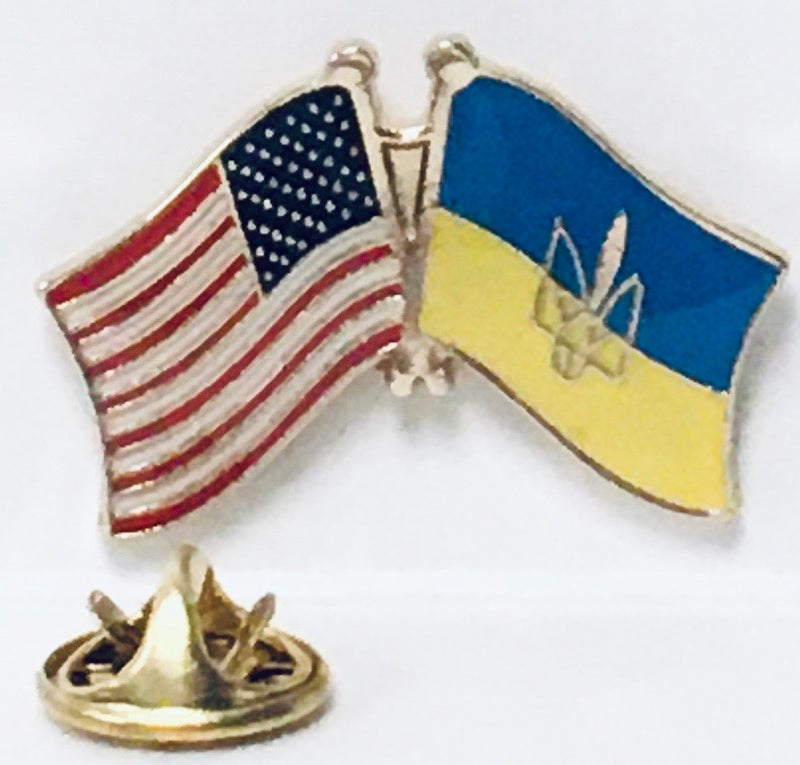 USA Ukraine Trident Lapel Pin