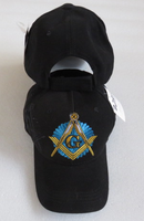Mason Shadow Black Embroidered Shadow Blue Gold Cap Masonic