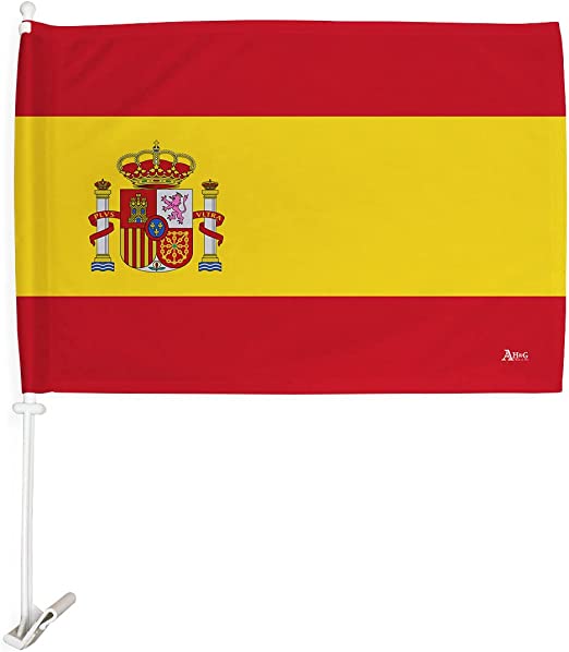 Spain 12"x18" Car Flag Flag ROUGH TEX® 68D Single Sided