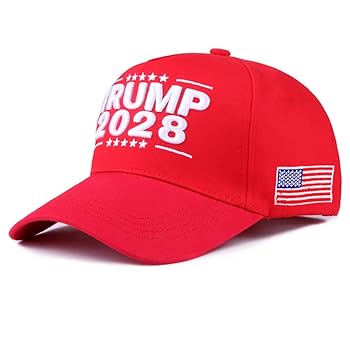 Trump 2028 Red USA American Flag 45 47 Caps