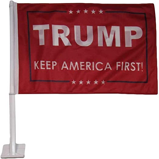 Trump 2024 Keep America First (Red) Car Flag 12"x18" Nylon DBL Sided