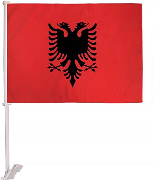 Albania 12"x18" Car Flag Flag ROUGH TEX® 68D Single Sided