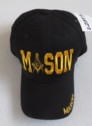 Mason Black Embroidered Gold Cap Masonic