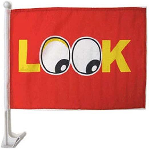 Look Red 12"x18" Car Flag Flag ROUGH TEX® Knit Double Sided