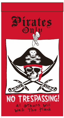 Pirates Only Red Banner 3'X5' Flag ROUGH TEX® 100D with Sleeves & Grommets