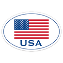 American USA Flag Oval 3.75"x6" Made in U.S.A. Bumper Sticker Sale