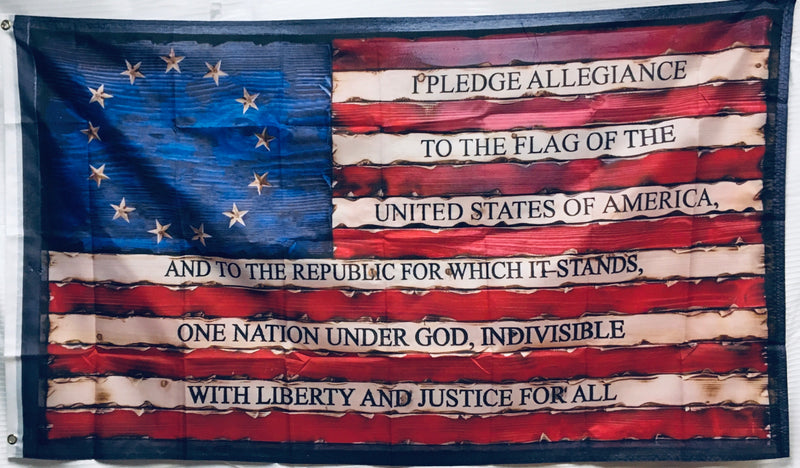 Betsy Ross USA Pledge of Allegiance wooden vintage 3'X5' Flag ROUGH TEX® American 100D