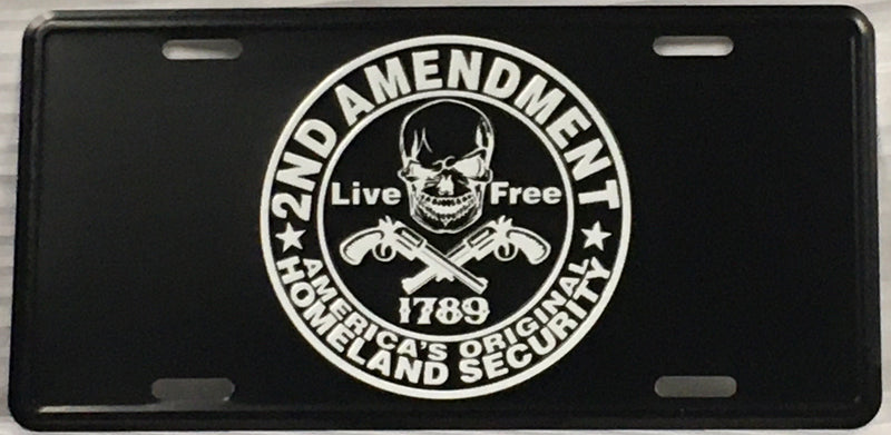 2nd Amendment Live Free 1789 Embossed License Plate