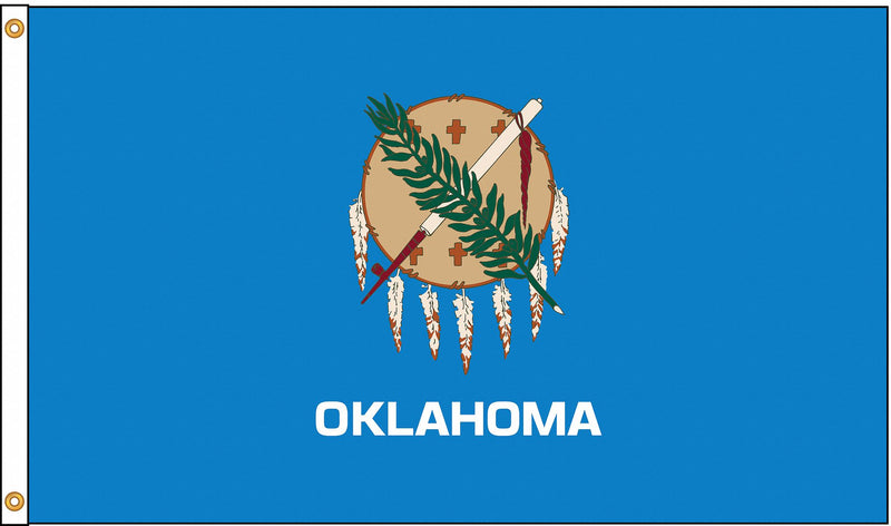 Oklahoma 3'x5' Embroidered Polyester Flag with Gold Fringe