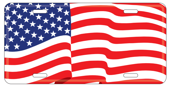 USA Wavy Embossed License Plate American Flag Auto Tags