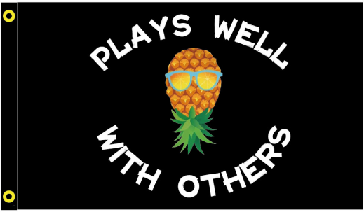 Plays Well With Others 3'X5' Flag ROUGH TEX® 100D Swinger Pineapple