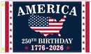 America 250th Birthday 1776-2026 USA 3'X5' Flag USA Map Flags 250 1776 2026 ROUGH TEX® 100D