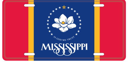 Mississippi Magnolia State Flag Aluminum Embossed License Plate