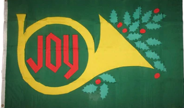 Christmas Joy Horn Green 3'X5' Flag ROUGH TEX® 100D